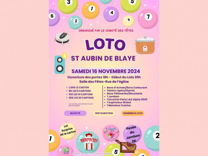 Loto du comité des fêtes de Saint Aubin de Blaye