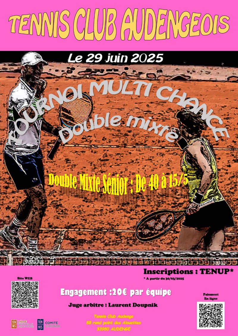 Tournois de tennis : multi chance double mixte ...