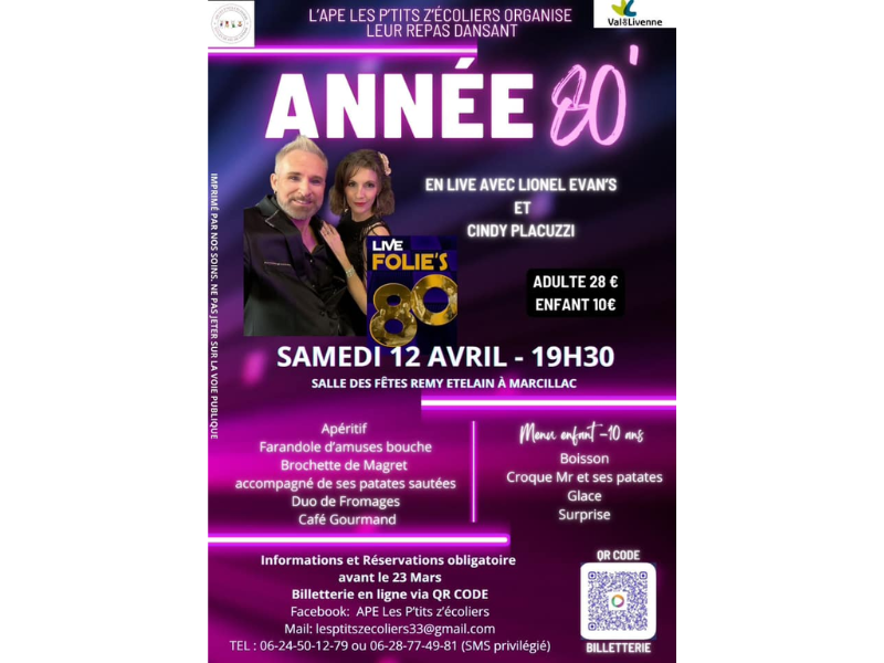 Soirée Années 80 avec les P'tits Z'Ecoliers