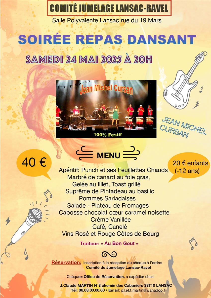 Soirée repas dansant à Lansac