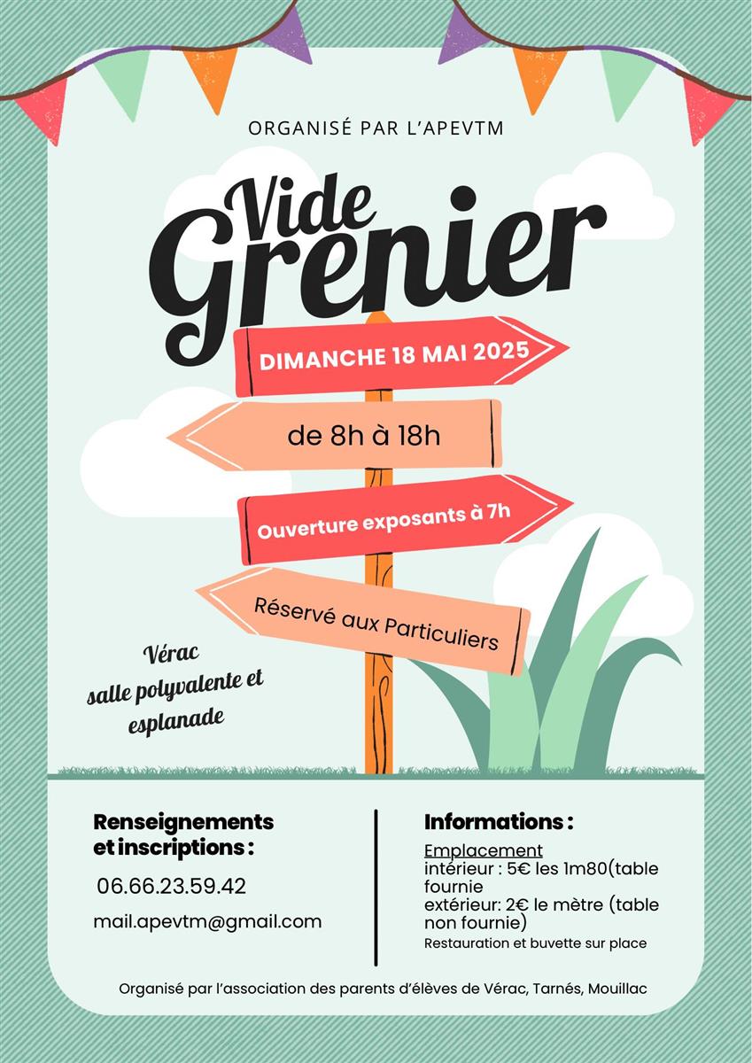VIde grenier organisé par l'APEVTM