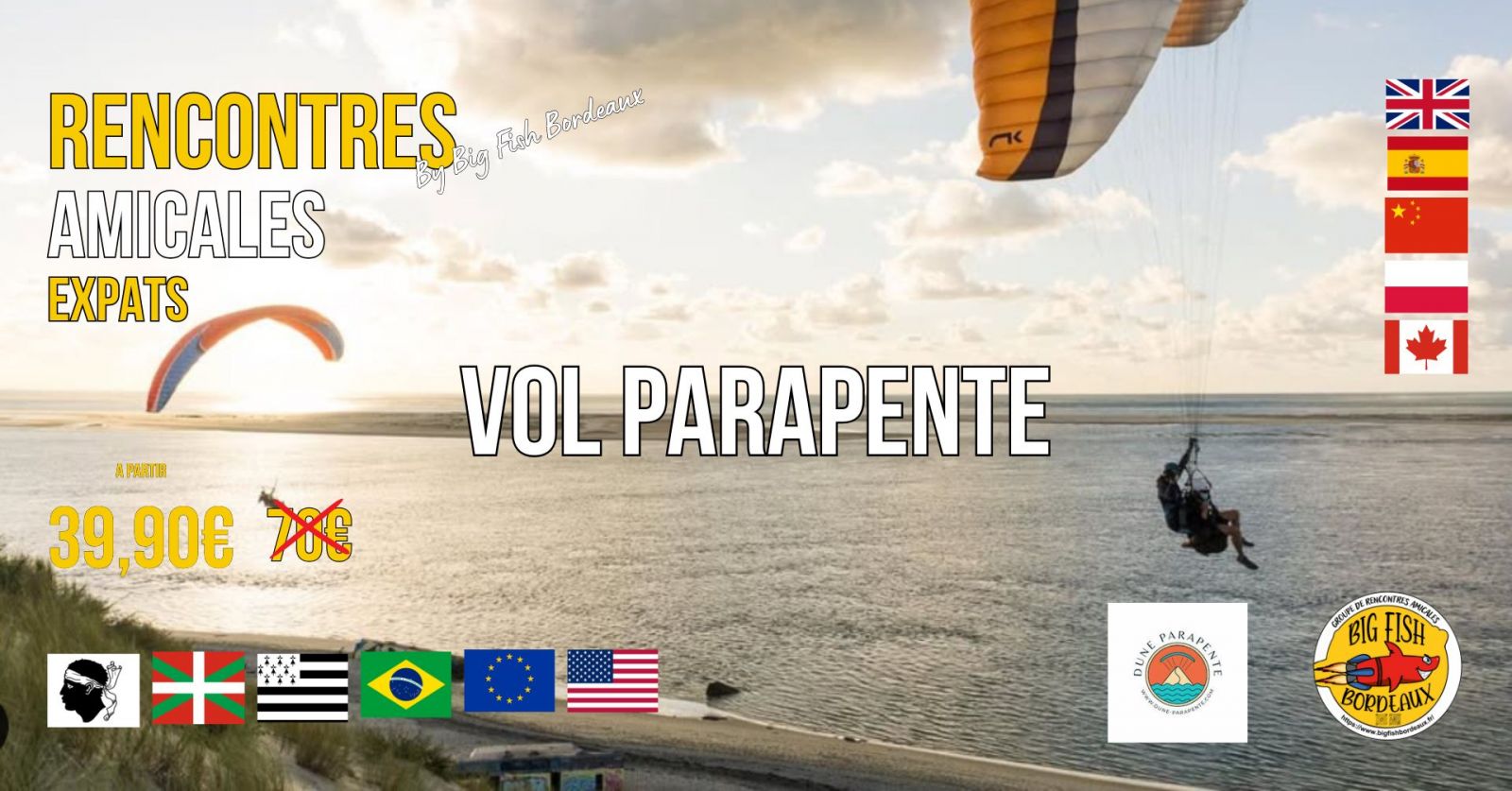 Vol en parapente avec Dune Parapente 11/06