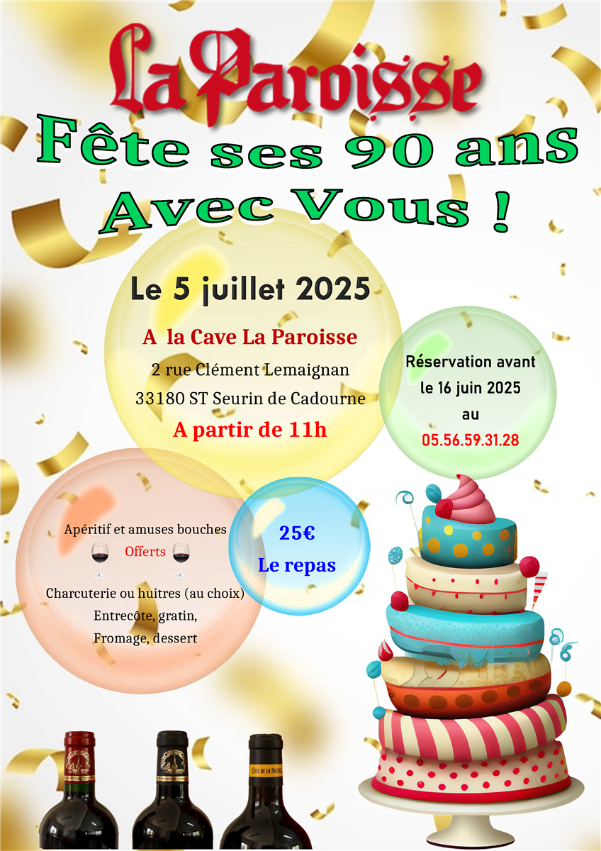 Soirée anniversaire Cave la Paroisse