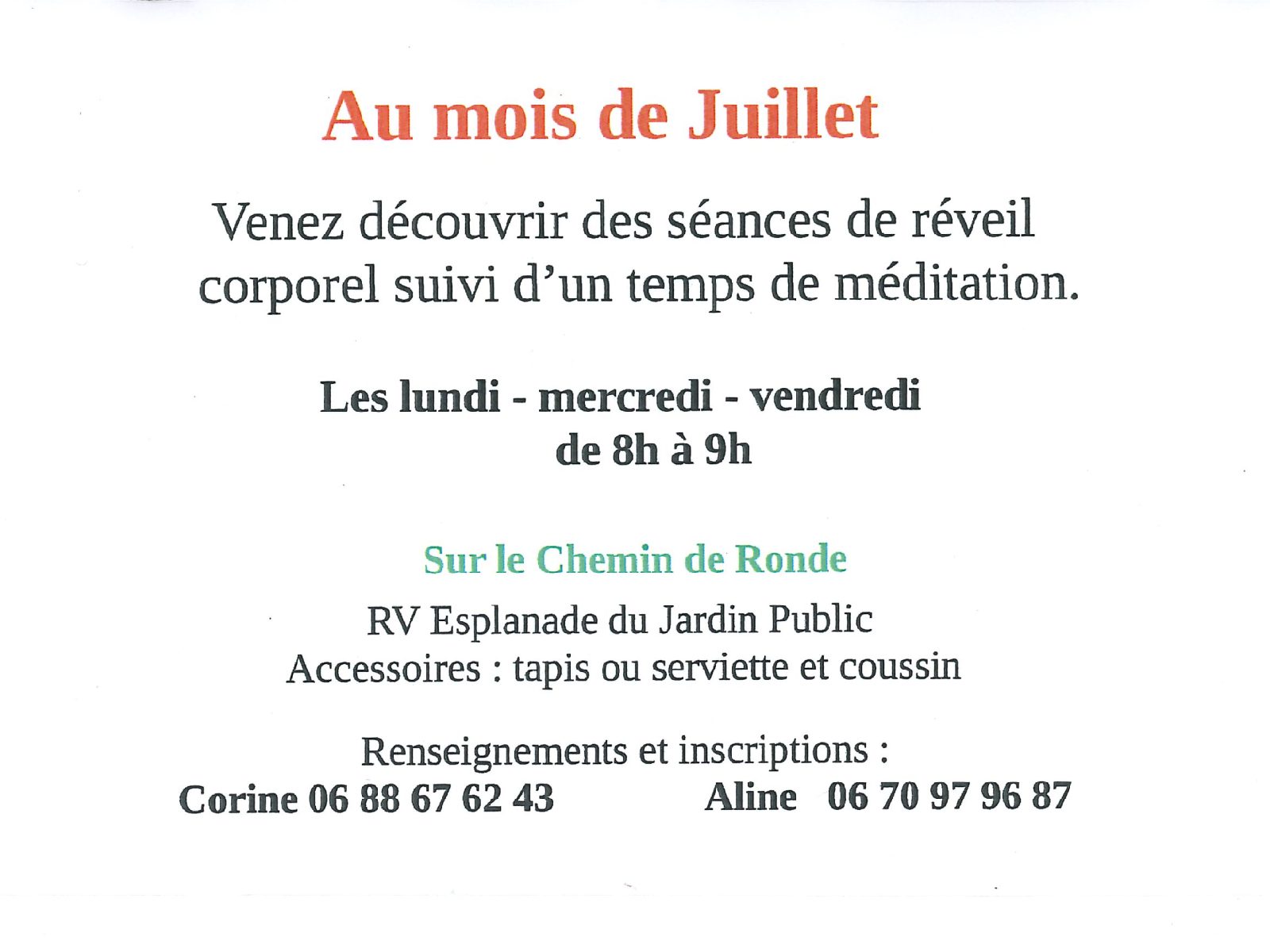 Séances de réveil corporel