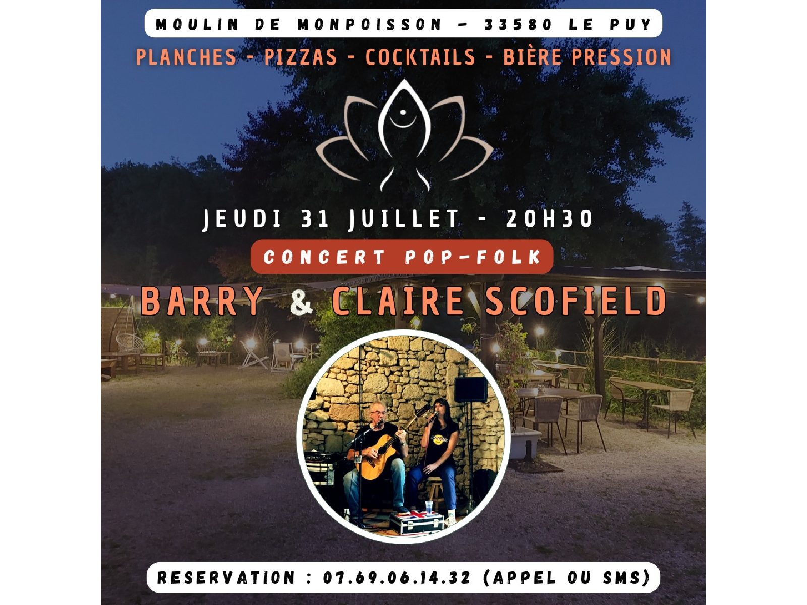 Concert pop-folk au moulin de Monpoisson