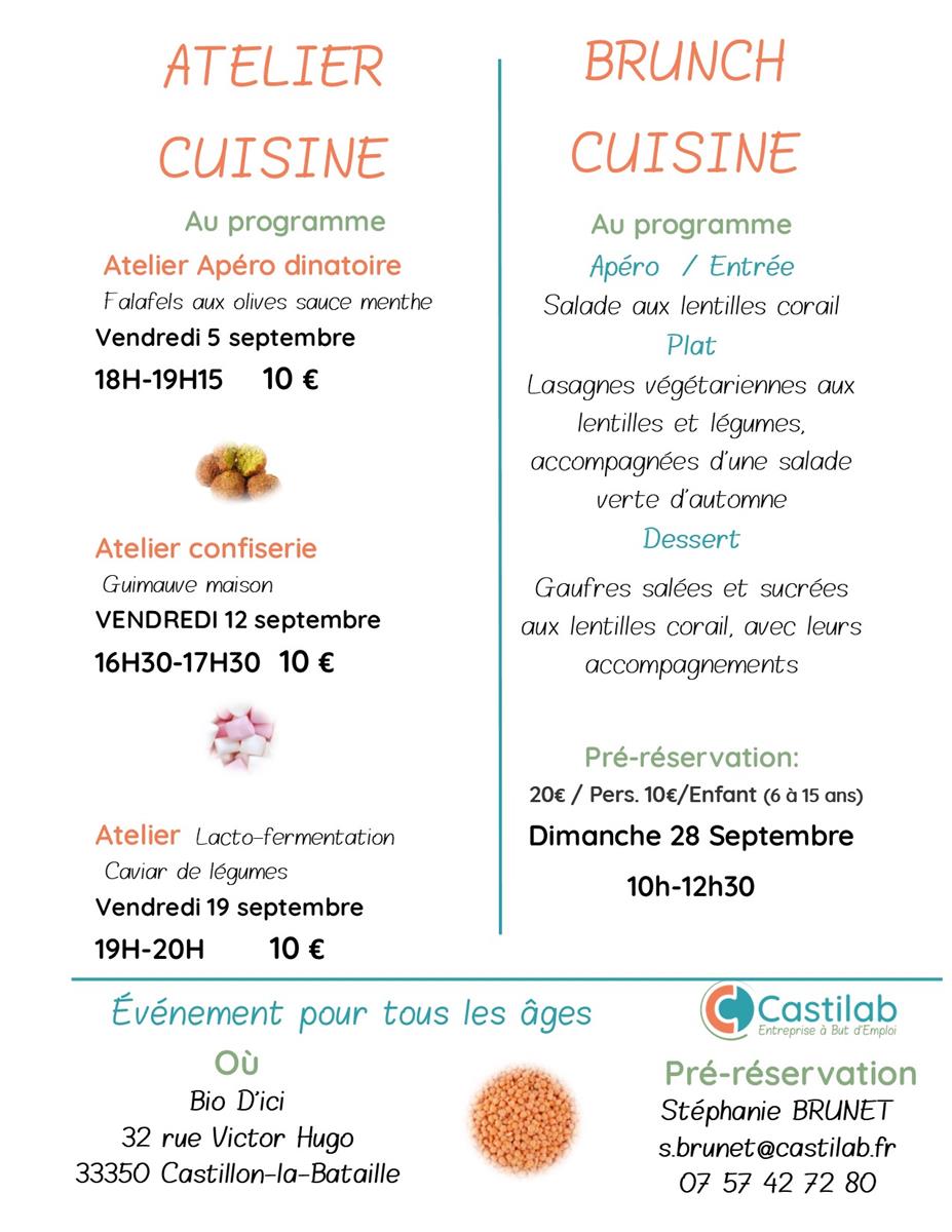 Atelier cuisine et brunch