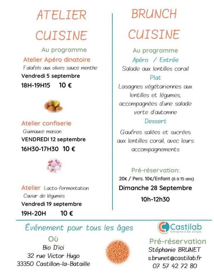 Atelier cuisine et brunch