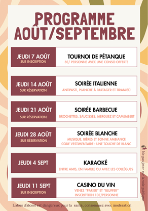 Afterworks d'août à septembre au Château Haut  ...