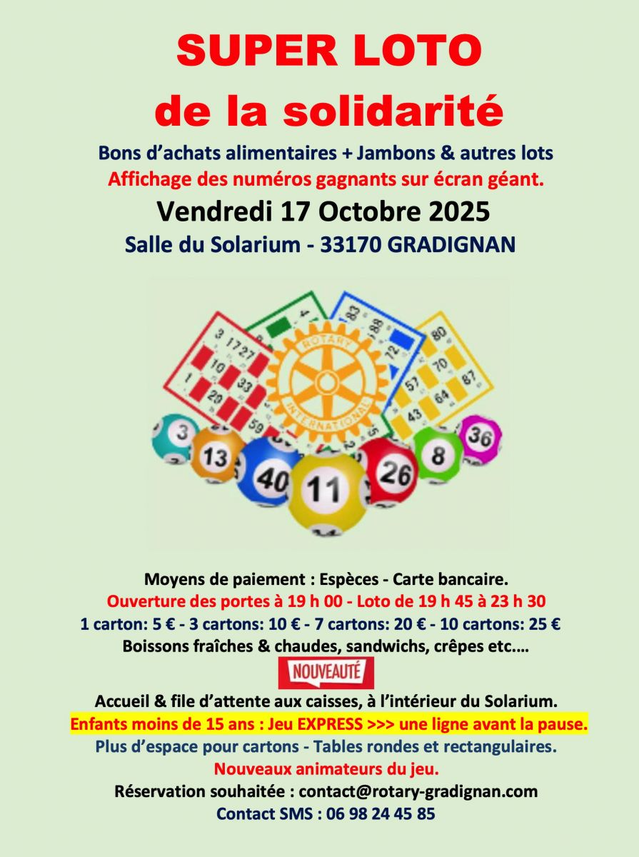 Super LOTO de la SOLIDARITE du ROTARY CLUB de  ...