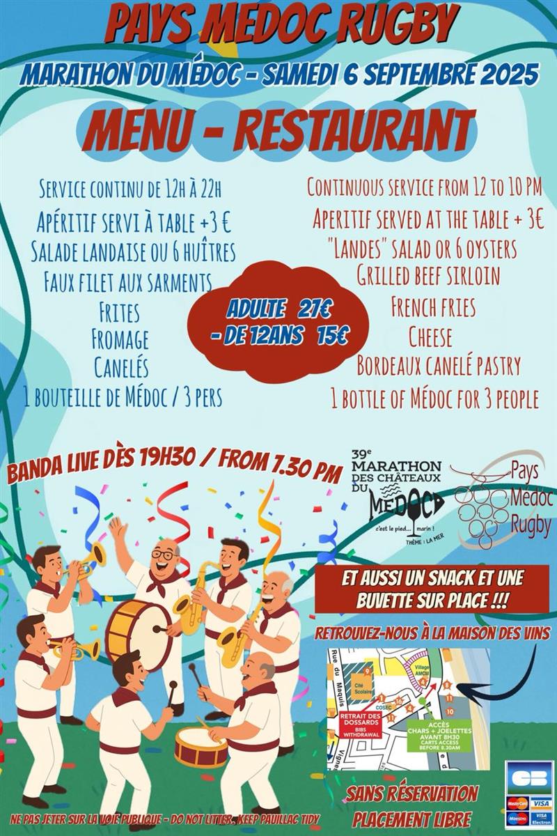 Repas du marathon du Pays Médoc Rugby