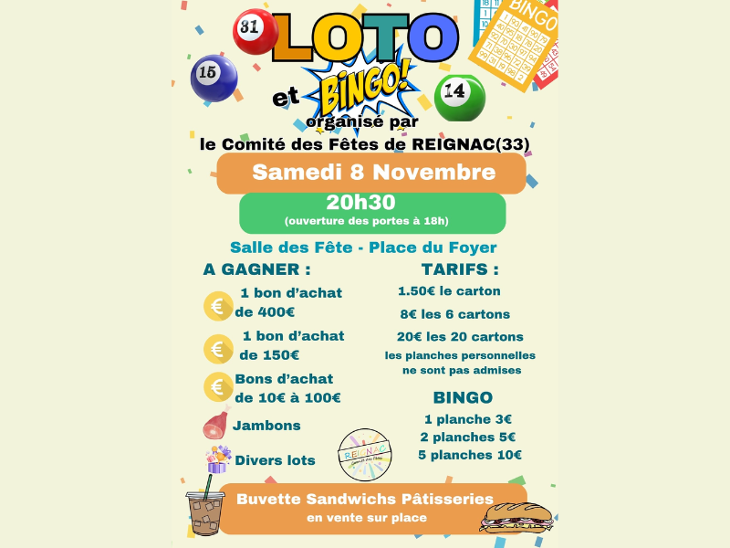 Loto du comité des fêtes de Reignac