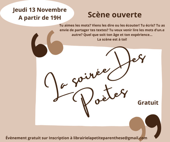Soirée des poètes à la librairie La petite Par ...