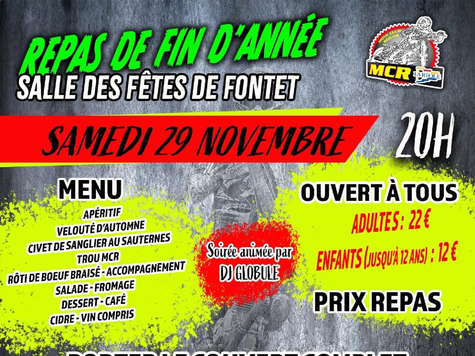 Repas de fin d'année du Moto Club Réolais