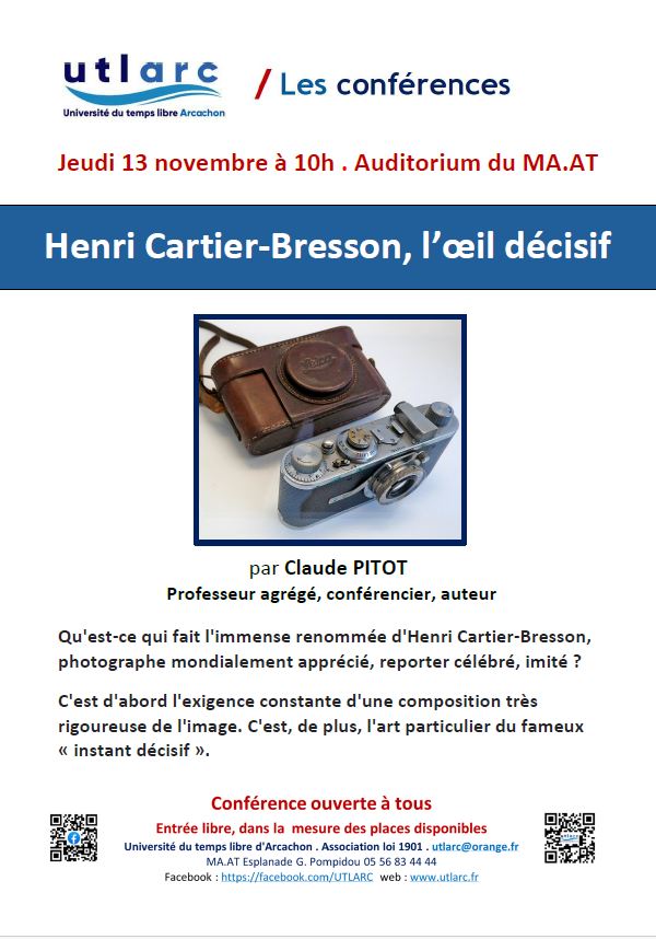 Conférance: Henri Cartier-Bresson, l'oeil décisif