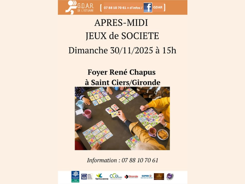 Après-midi jeux de société avec le GDAR