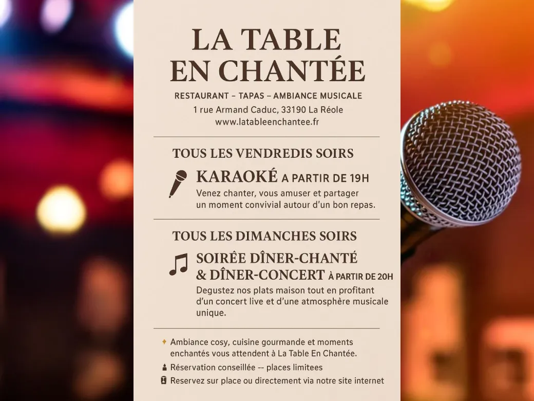 Soirée karaoké - Crédit: S.A.S La Table En Chantée Restaurant | CC BY-NC-ND 4.0