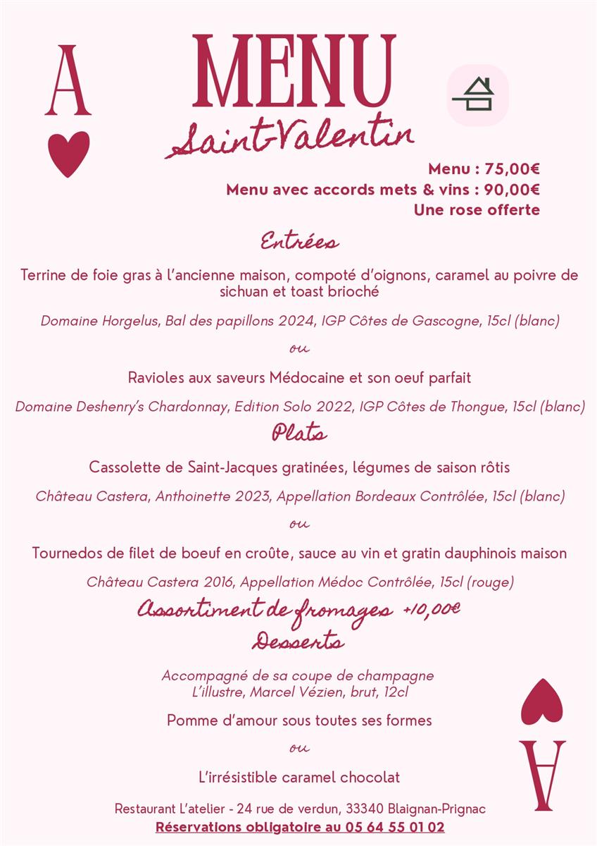Saint-Valentin à "l'Atelier"