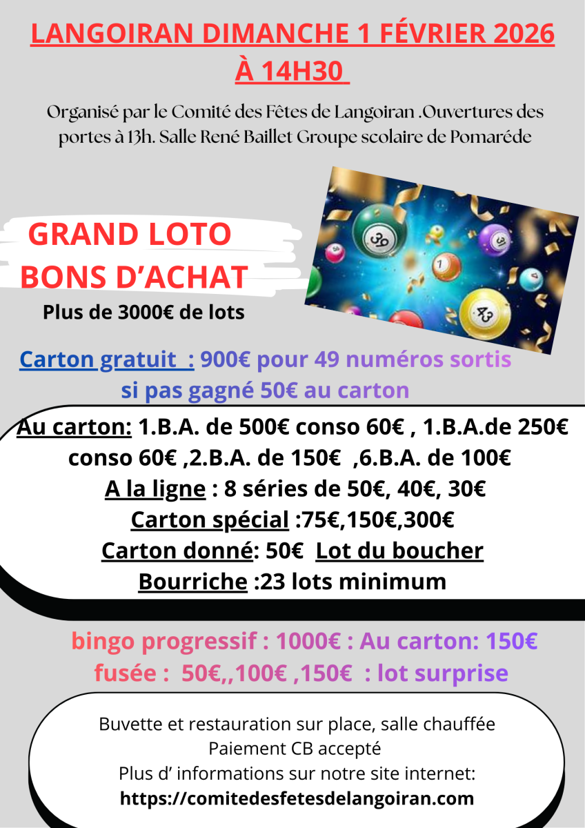 GRAND LOTO SPECIAL BON D ACHATS 46 LOTS+JEUX