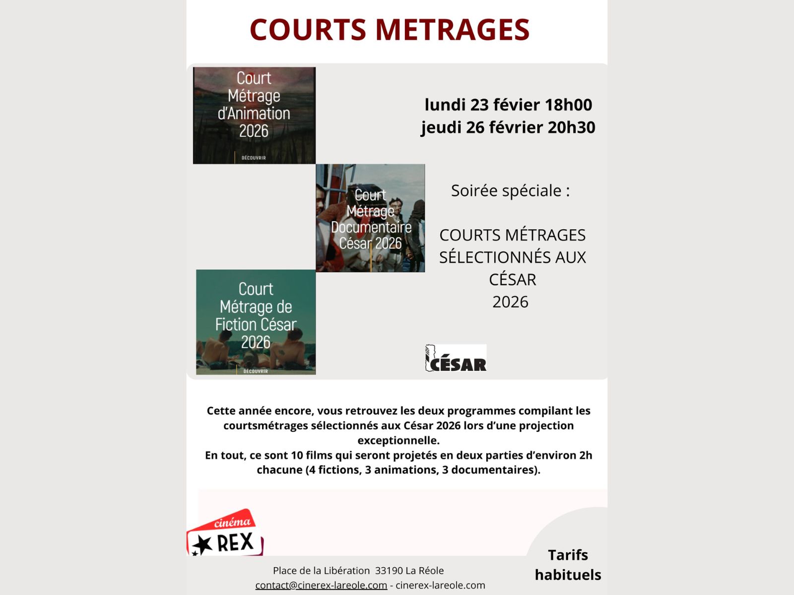 SOIREE COURTS METRAGES CESAR 2026