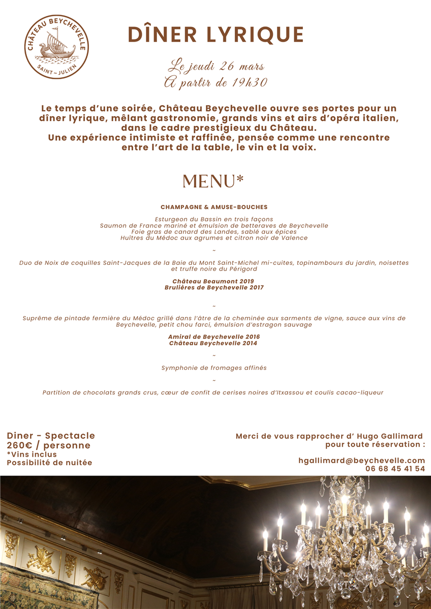 Dîner lyrique au Château Beychevelle