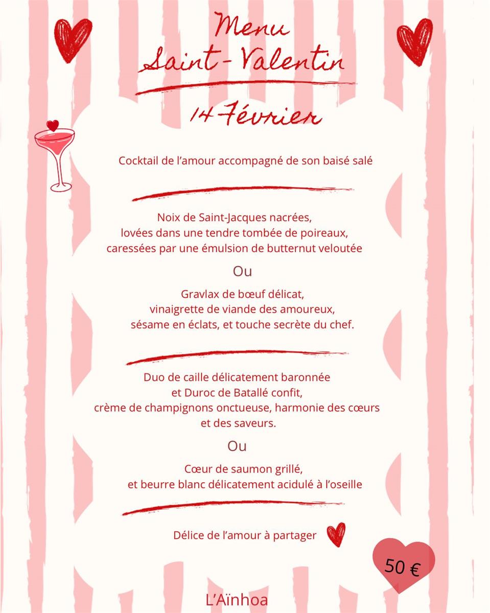 Repas de la Saint Valentin à l'Aïnhoa à Etauliers