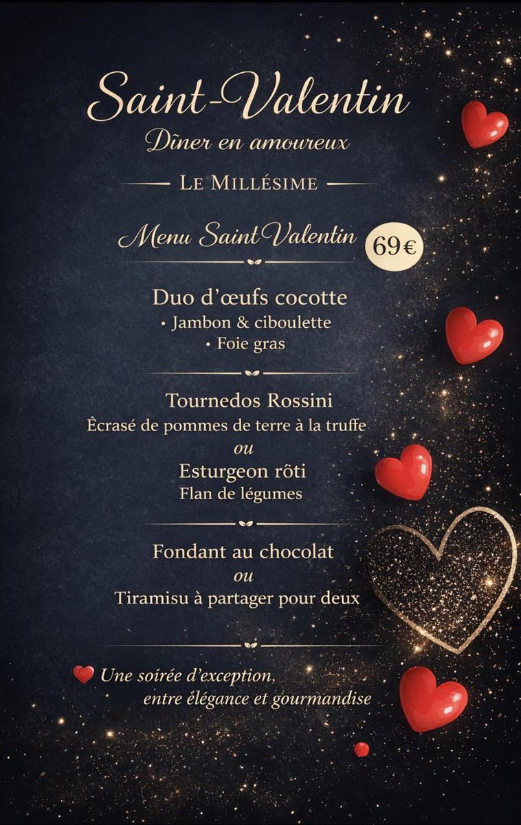 Repas spécial Saint Valentin au Millesime à Sa ...
