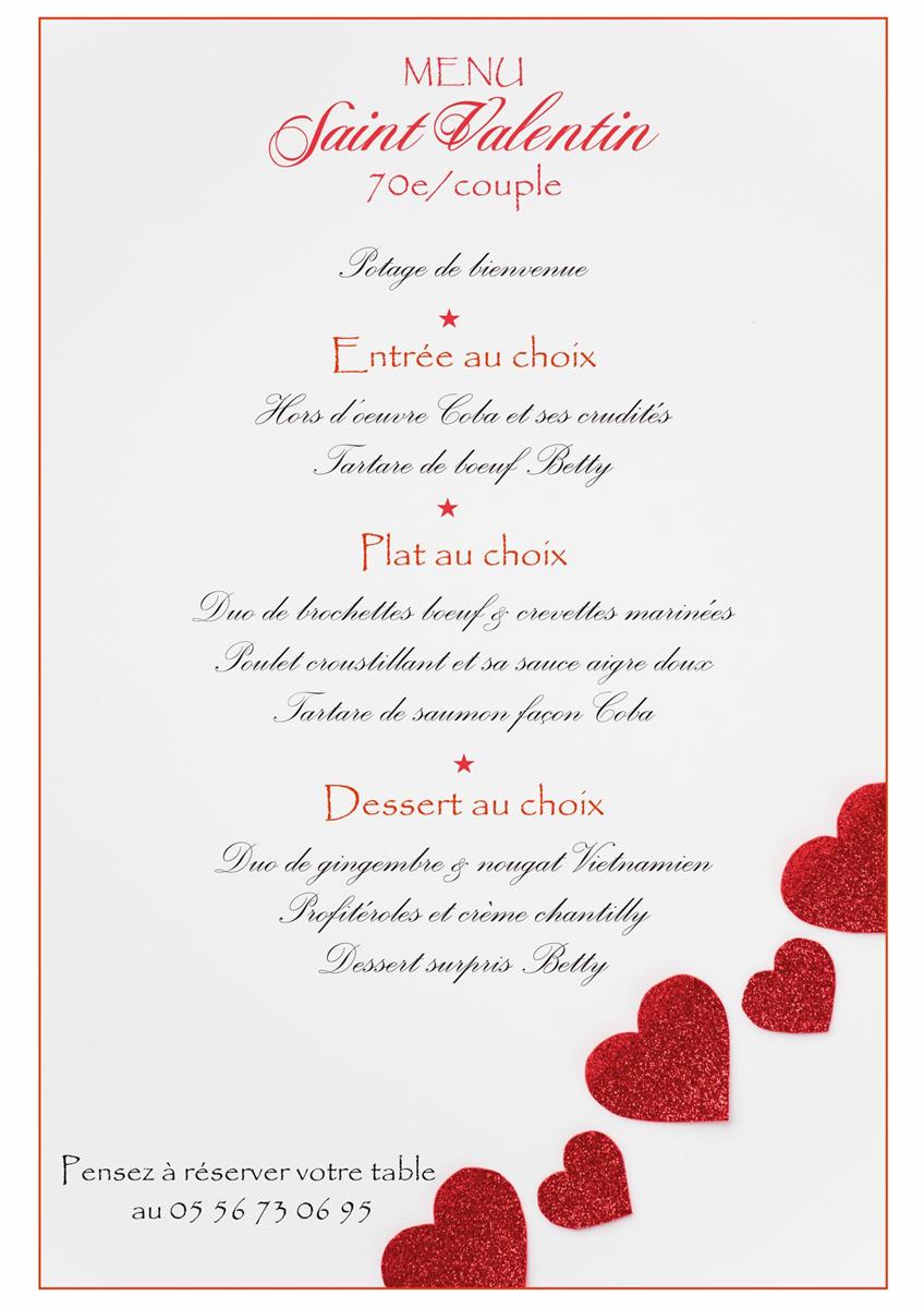 Saint-Valentin au restaurant le "Côba"