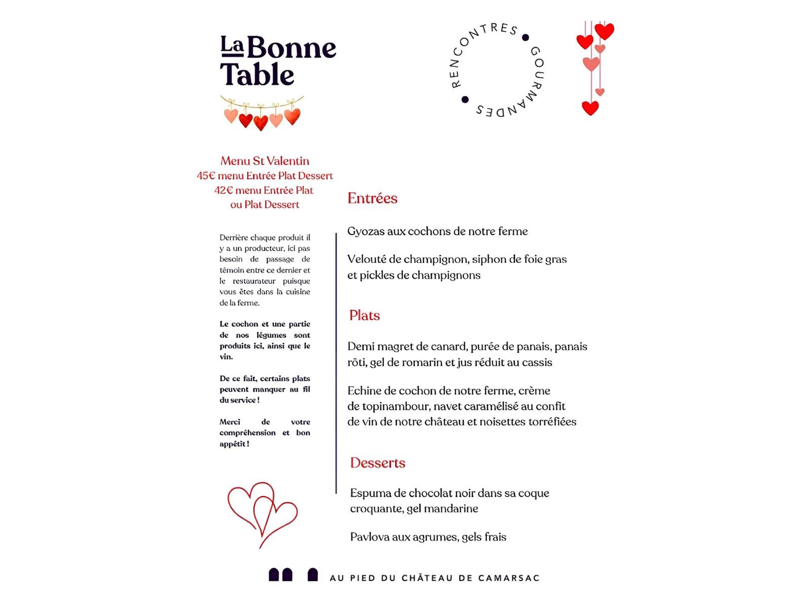 Saint-Valentin à La Bonne table