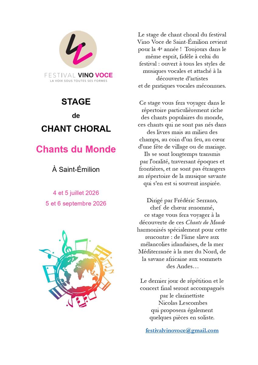 Stage de chant choral par le Festival Vino Voc ...