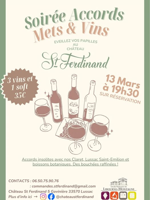 Soirée accords mets et vins au Château St-Ferd ...
