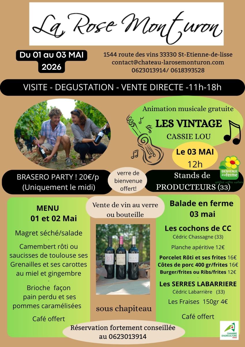 PORTES OUVERTES CHATEAU LA ROSE MONTURON