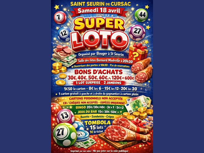 Loto de l'association Bouger à Saint Seurin