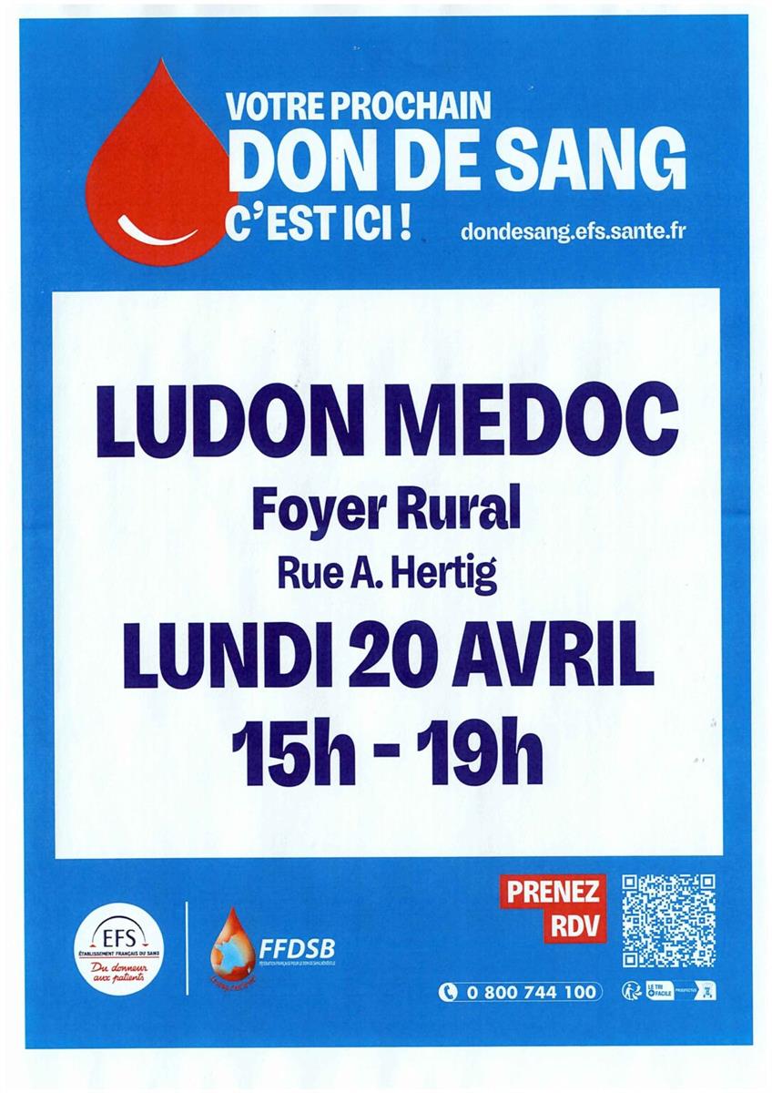 Don du sang à Ludon-Médoc
