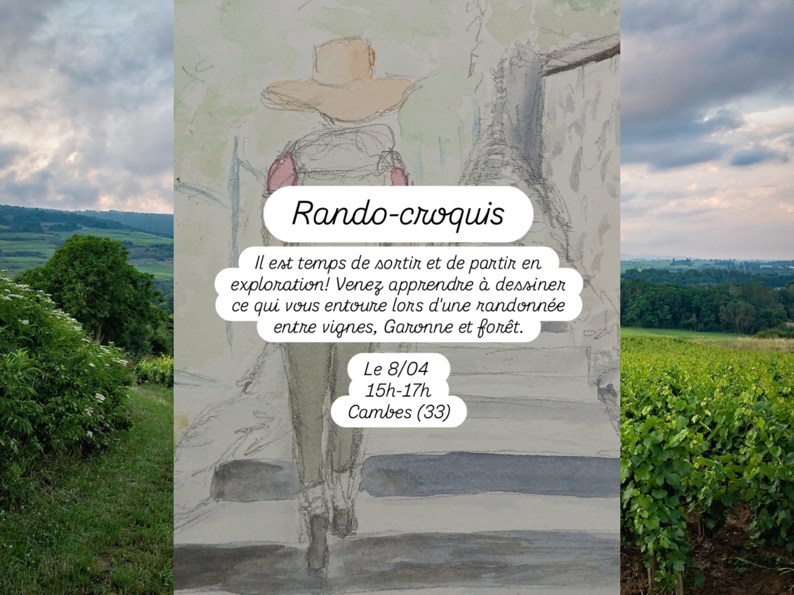 Rando-croquis entre vignes, forêt et Garonne