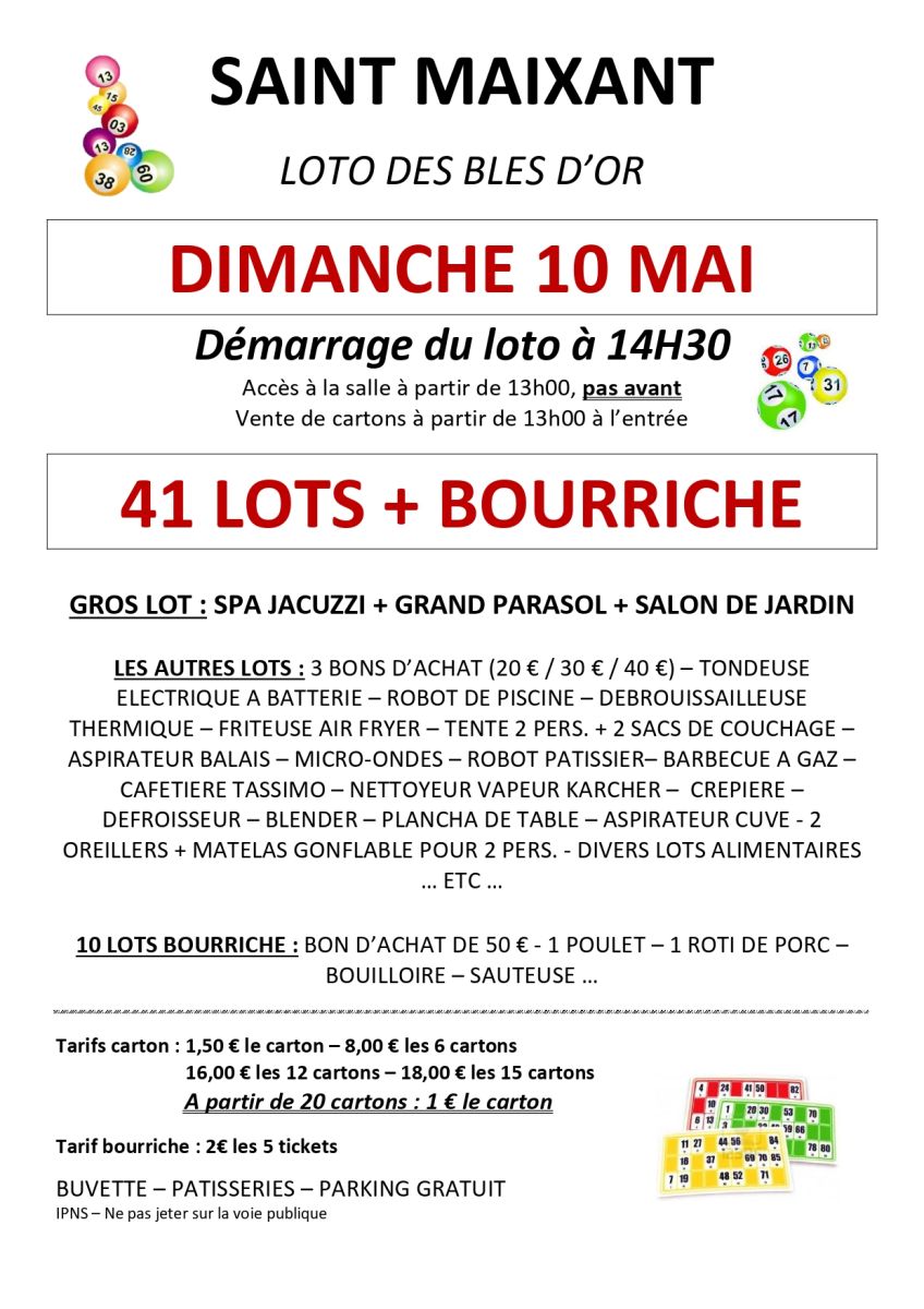 Loto de l'association du Club des Blés d'Or de ...