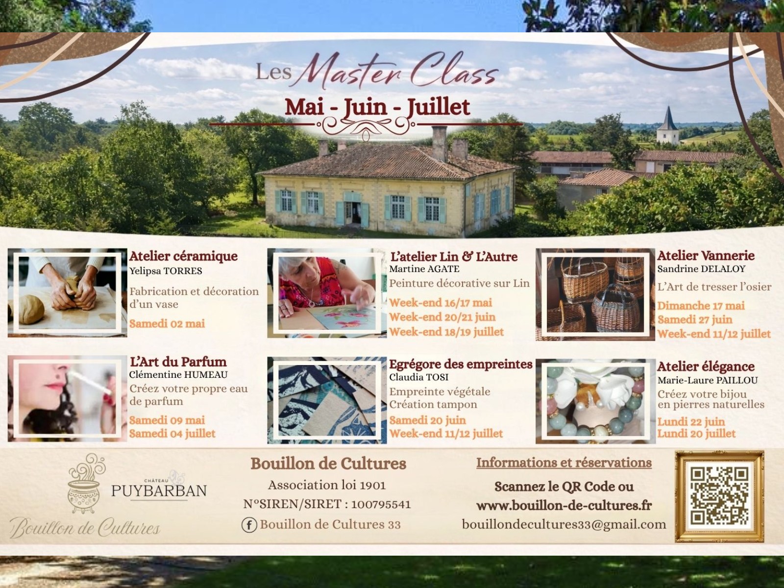Ateliers master class au Château de Puybarban