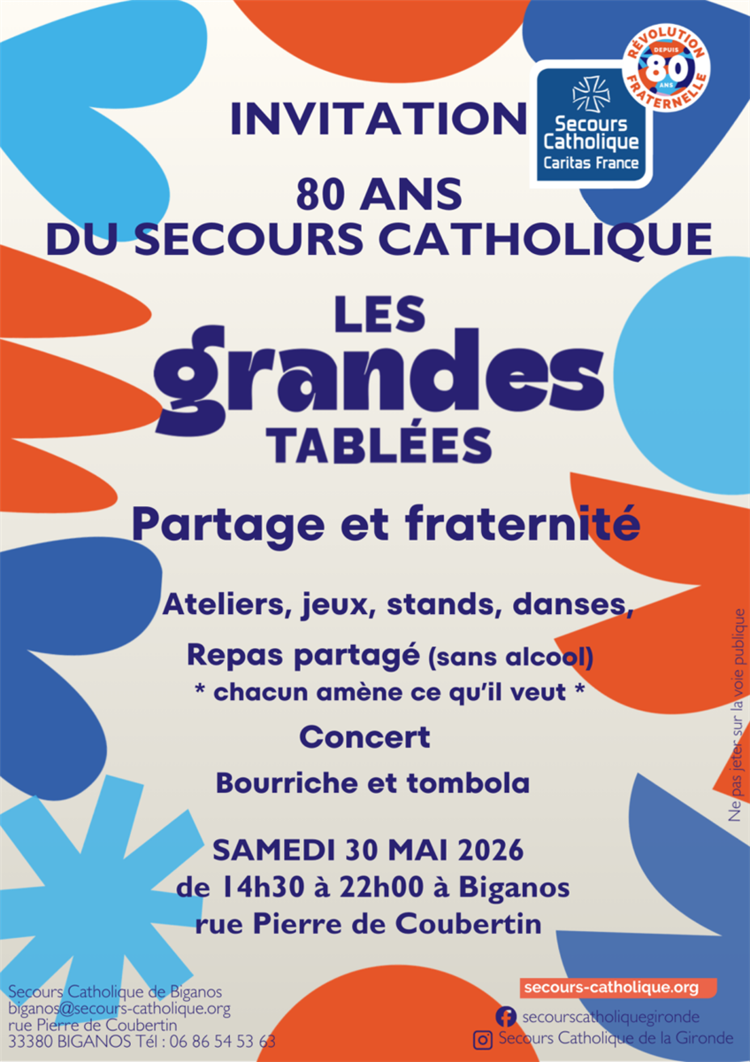 80 ans du secours catholique: les grandes tablées