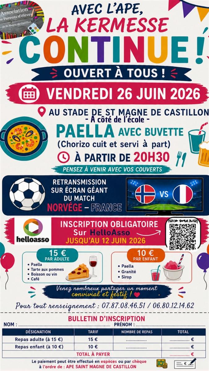 Kermesse de l'APE de Saint-Magne-de-Castillon