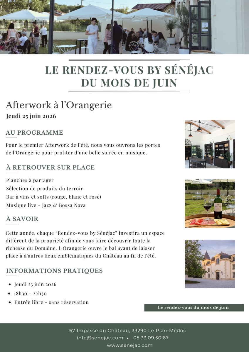 AFTERWORK BY SENEJAC À L'ORANGERIE