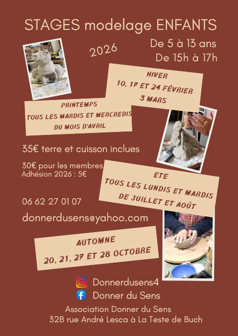 Stages de modelage terre cuite enfants