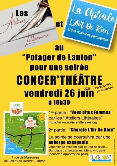 Soirée concer'théatre au potager de lanton