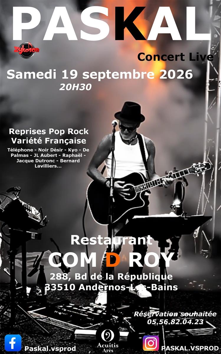 Concert live avec Paskal au Restaurant Com.D.Roy