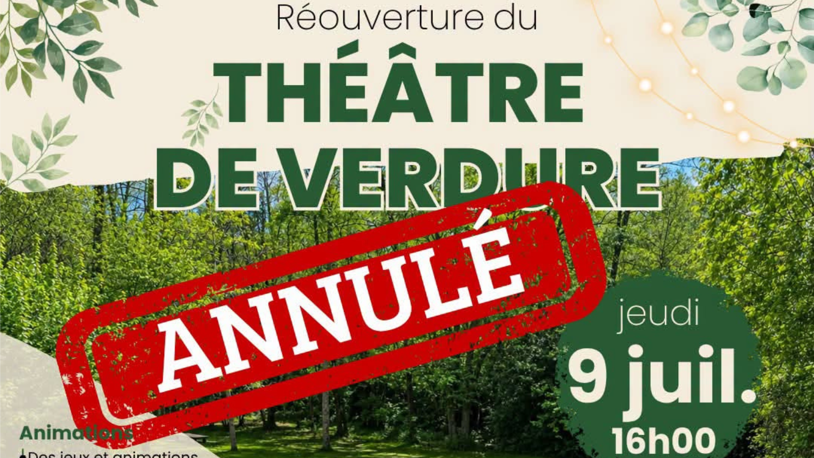 Réouverture du Théâtre de verdure - ANNULÉ