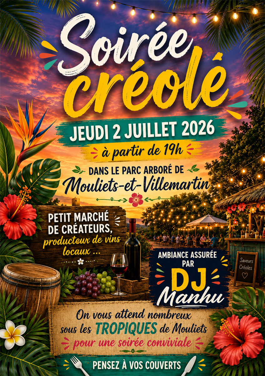 Soirée Créole à mouliets et Villemartin