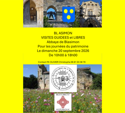 Journées du patrimoine : visites guidées de l'Abbaye de Blasimon