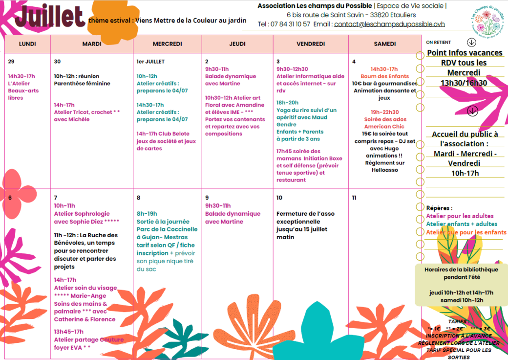 Programme des mois de ... - Crédit: Les Champs Du Possible | CC BY-NC-ND 4.0