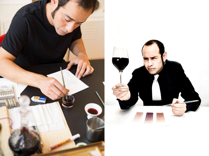 Ateliers Mauro Ceballos : peintures au vin rouge