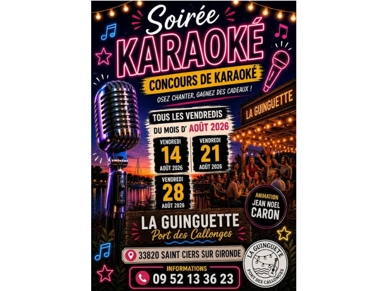 Soirée Karaoké à Braud à la Guinguette du Port ...