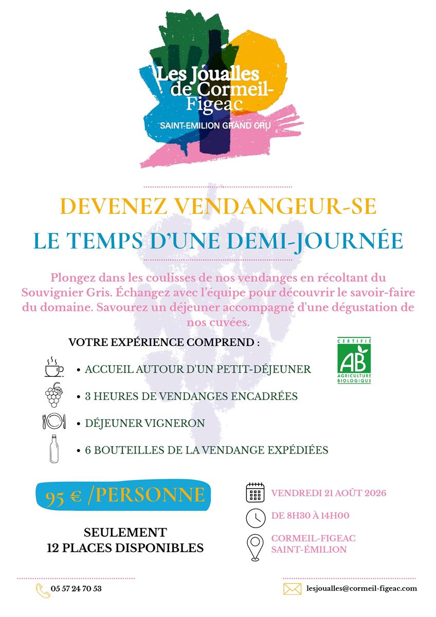 Devenez vendangeur le temps d'une demi-journée