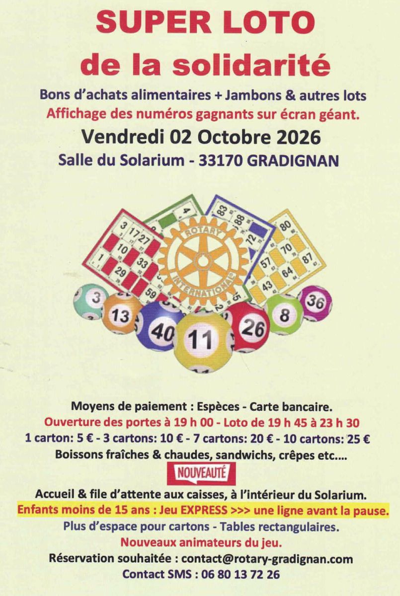 Super LOTO de la SOLIDARITE du ROTARY CLUB de  ...